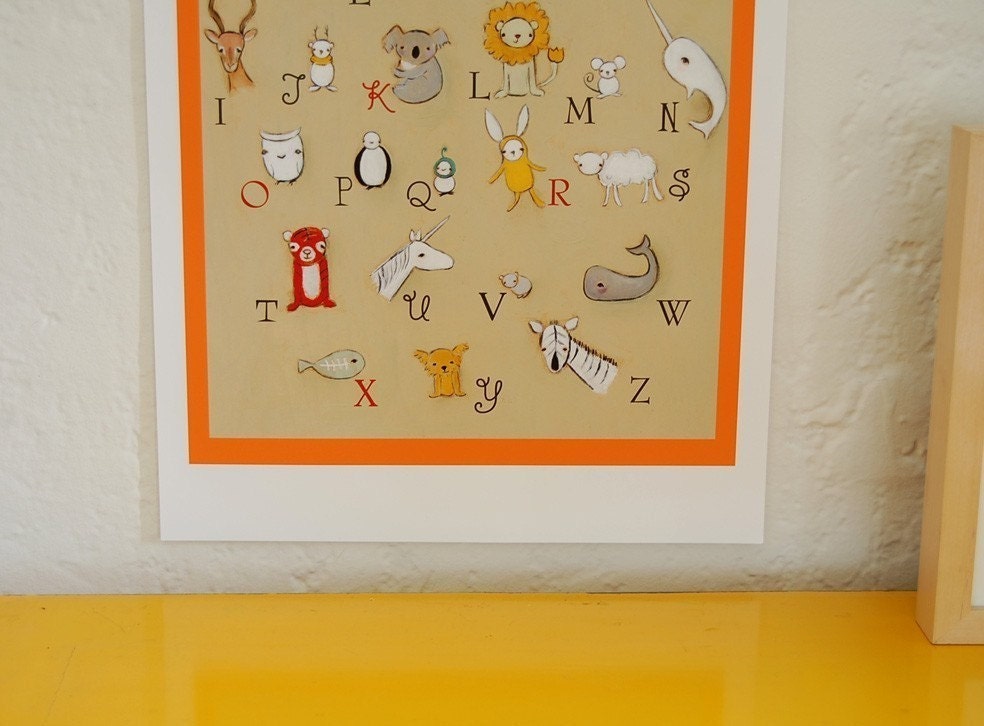Alphabet - orange - 13 x 19 print by  Marisa and Creative Thursday