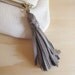 Ivory Leather Clutch w/ Grey Leather Tassel