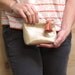 Gold Leather Clutch w/ Leather Tassel