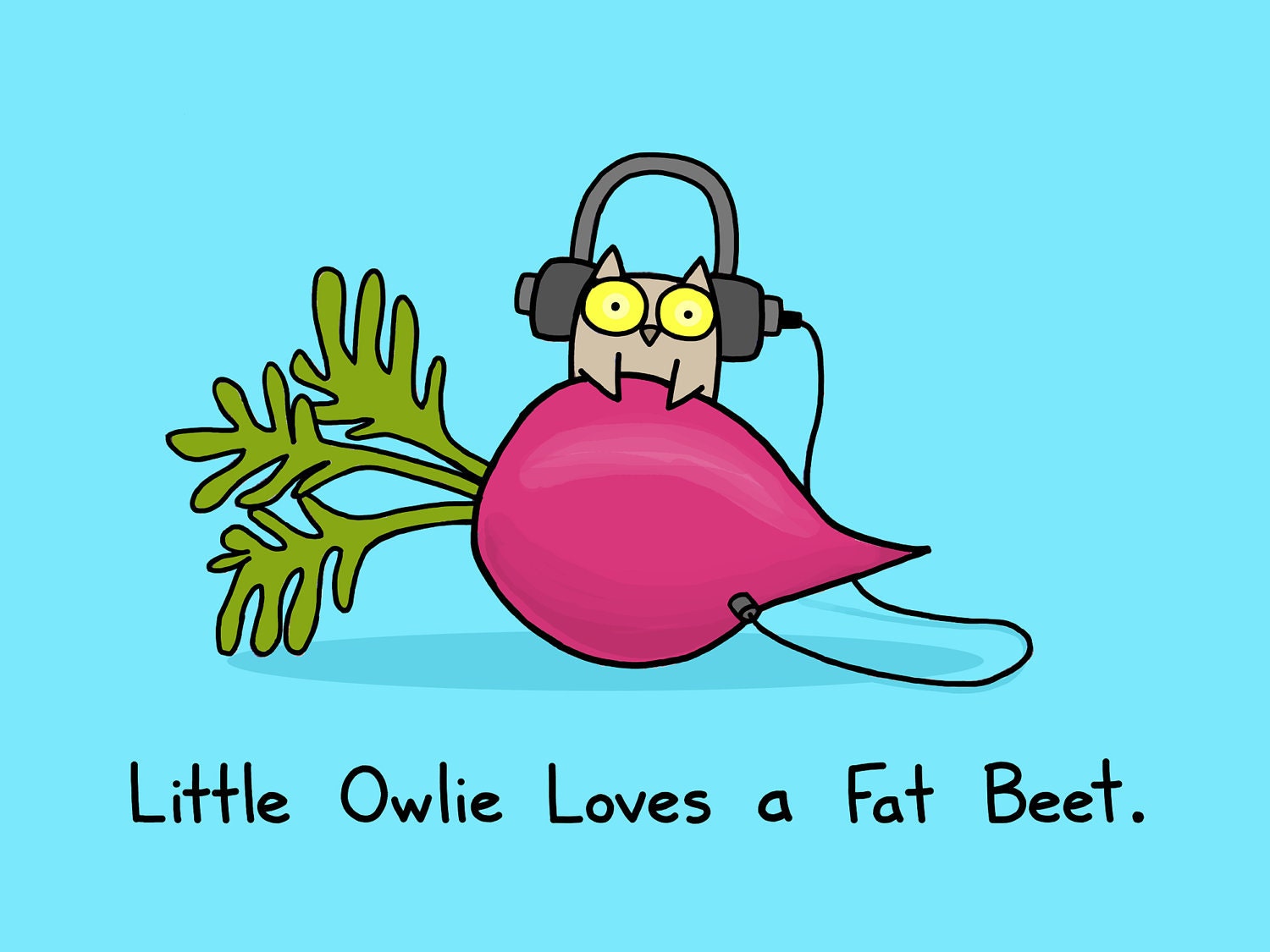 Little Owlie Loves a Fat Beet Art Print