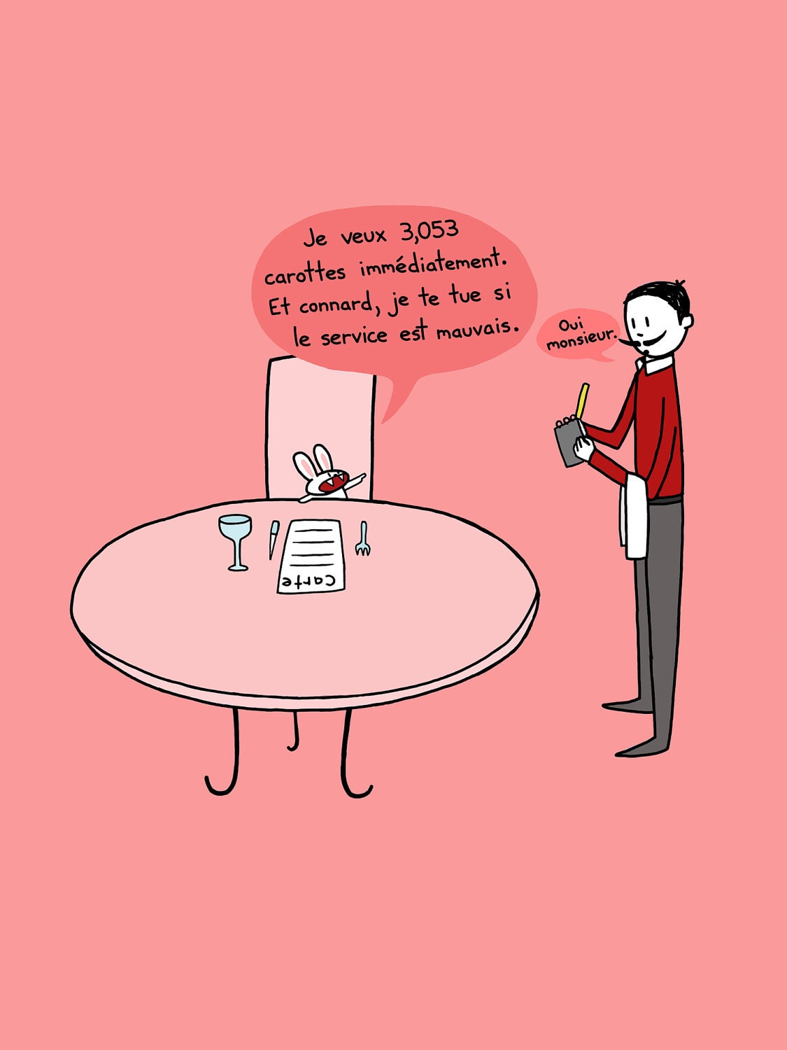 Learning French With Bunny Art Print