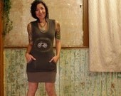 ash bamboo and organic cotton hoddy dress with bike print