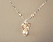 Light Peach Blend Bridesmaid Cluster Necklace, Peach Weddings, Peach Jewelry,  Bridal Necklace