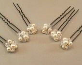 Wedding Hair Accessories, Pearl and Crystal Hairpins, Jeweled Button Hairpins, available with either ivory or white pearls