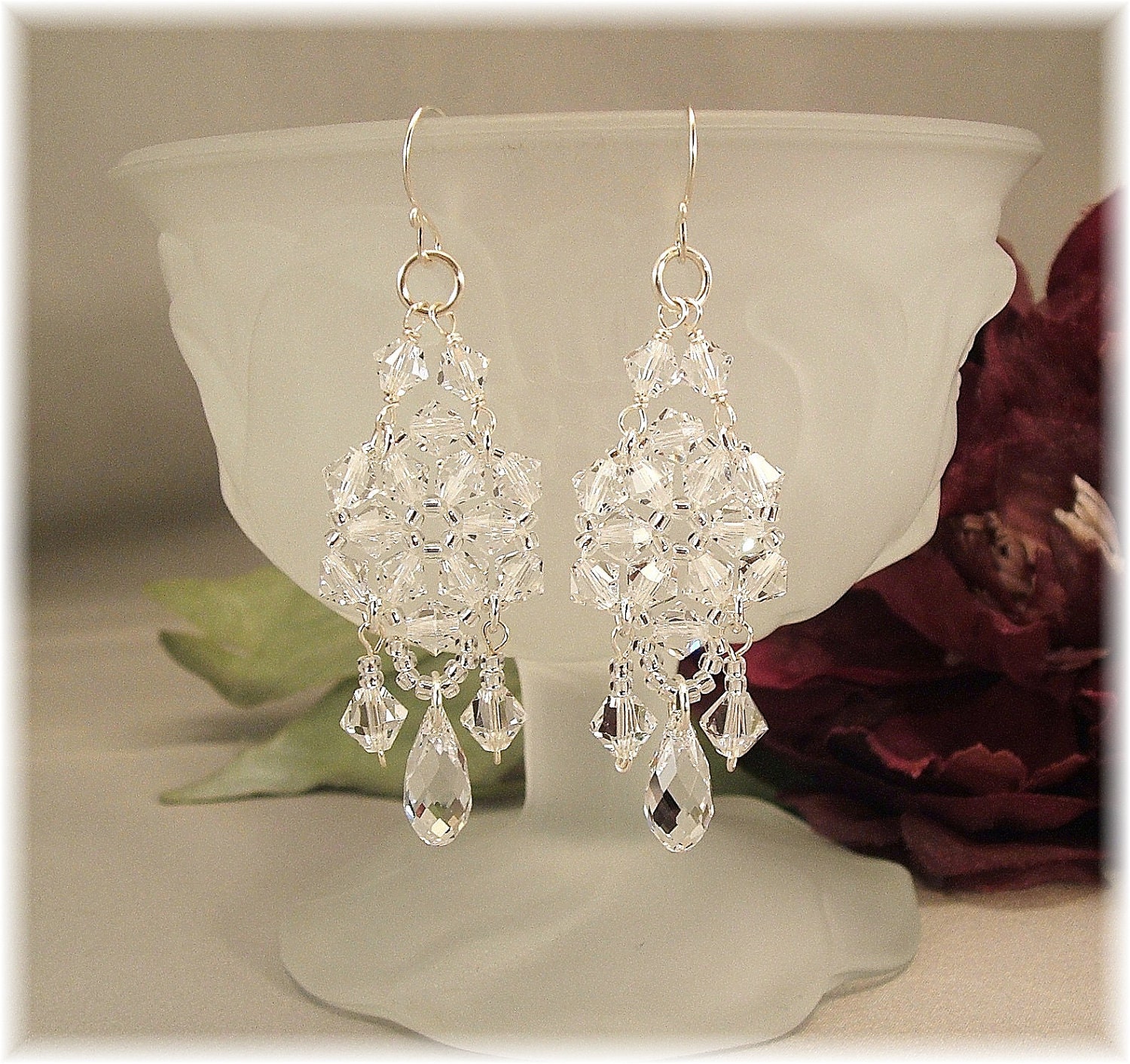 Crystal Chandelier Earrings, Bridal Chandelier Earrings, Wedding Day Earrings, Formal Earrings, Long Earrings