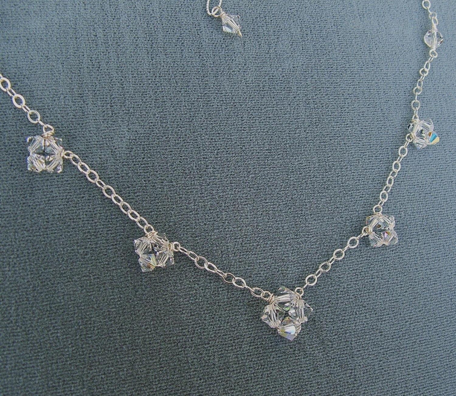 Bridesmaid Necklace, Crystal Drop Necklace, Sterlling Silver and Swarovski Austrian Crystal