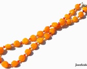 Bright Orange Necklace, Swarovski and Glass Nugget, Tangerine Dream