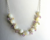 Mother of Pearl Necklace, Gemstone Sterling Silver Bridal Jewelry