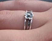 Flower Stack Rings Sterling Silver Hammered Oxidized