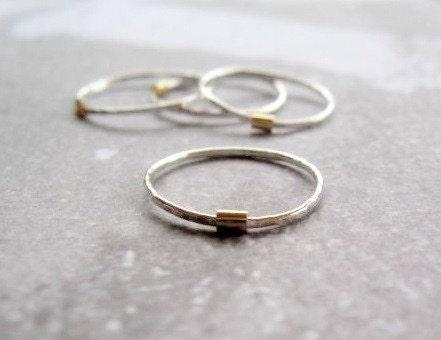 Silver and Gold Stack Ring - Set of Three