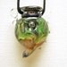 Handmade Lampwork glass beads bottle pendant- green and pink wearable mini amphora jewelry- SRA from Isinglass Design, glassbead