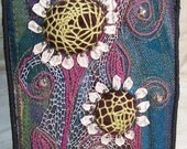 Venus Midnight Bloom Textile Fiber Art Surface Design Collage