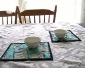 Elvis in the 50's Quilted Mug Rugs Set of 2