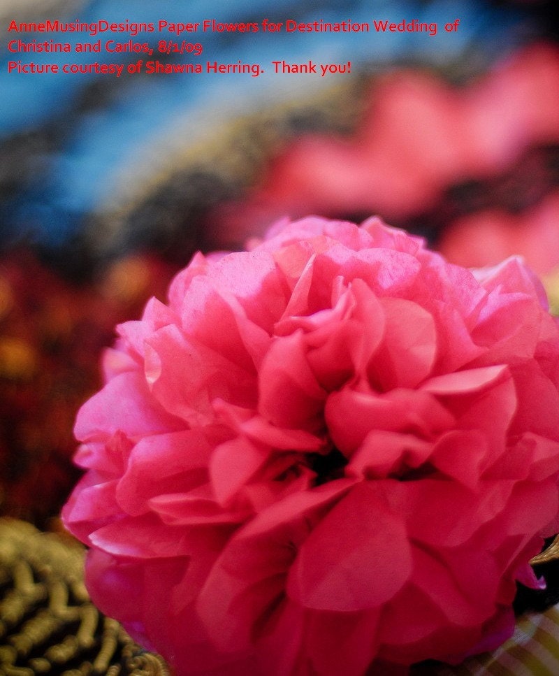 25 DIY Tissue Paper Flowers, 4.5",mum,rose,dahlia,carnation, birthday, cupcake,Your Choice of Color