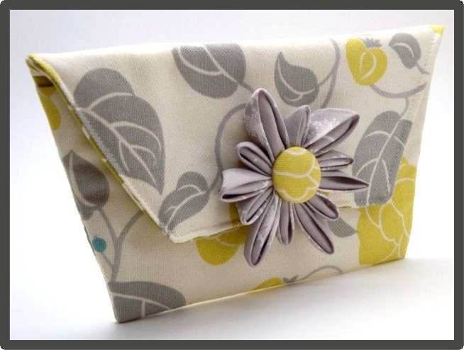 Floral Clutch with Fabric Flower