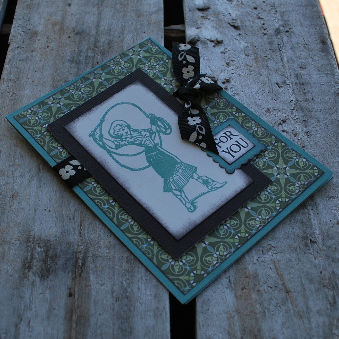 For You...Retro Cowgirl card and envelope