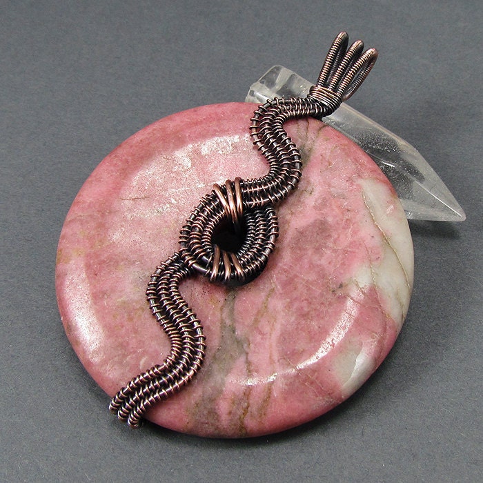Deception - Rhodonite and Copper Pendant - CLEARANCE