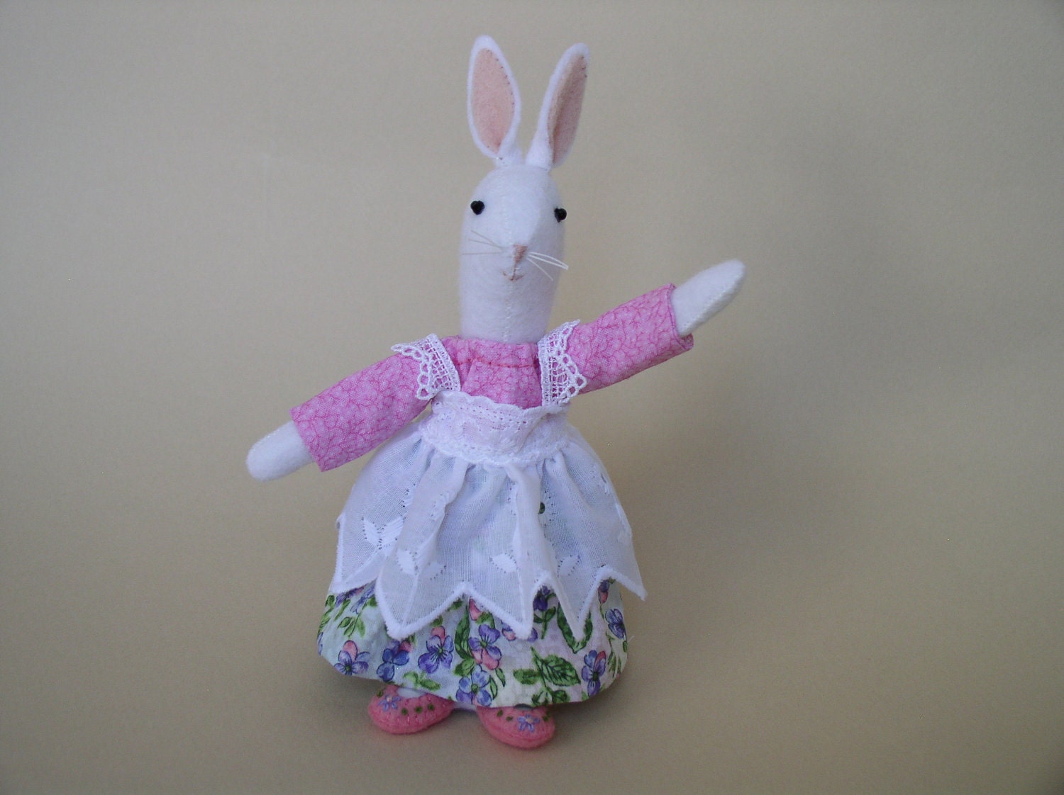 Waldorf White Wool Felt Bunny