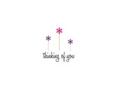 3 daisies sympathy card, thinking of you card, modern- single card