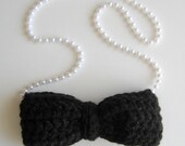 Broadway Liza Bow Tie Chic Crochet and Pearl Statement Necklace