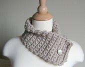 Linen Beige Neck Cozy Neck Warmer Cowl with Shades of Beige Button