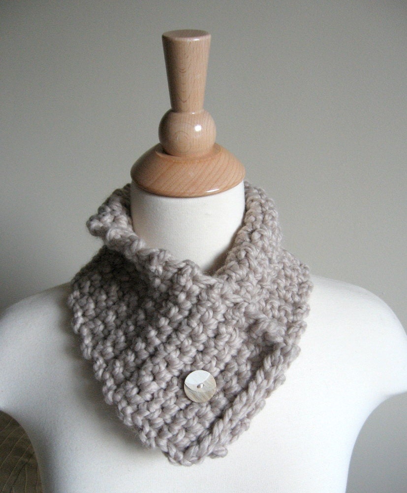 Linen Beige Neck Cozy Neck Warmer Cowl with Shades of Beige Button