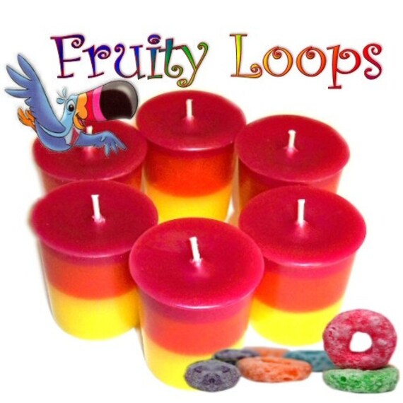 6 Fruity Loops Votive Candles Kids Cereal by WoodcraftsandCandles