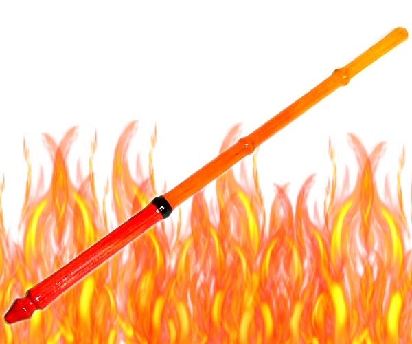 Magic Wand Fire Red, Orange Yellow Dyed Pine Wood Red Gem 10