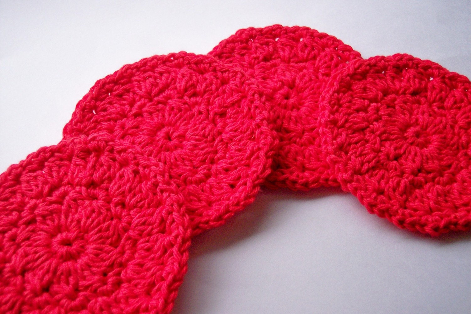 Poppy Red Cotton Coasters Coaster Hand Crocheted