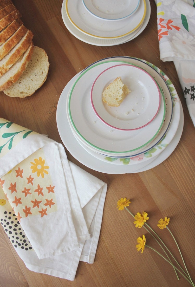 Grey Floral Dishtowel