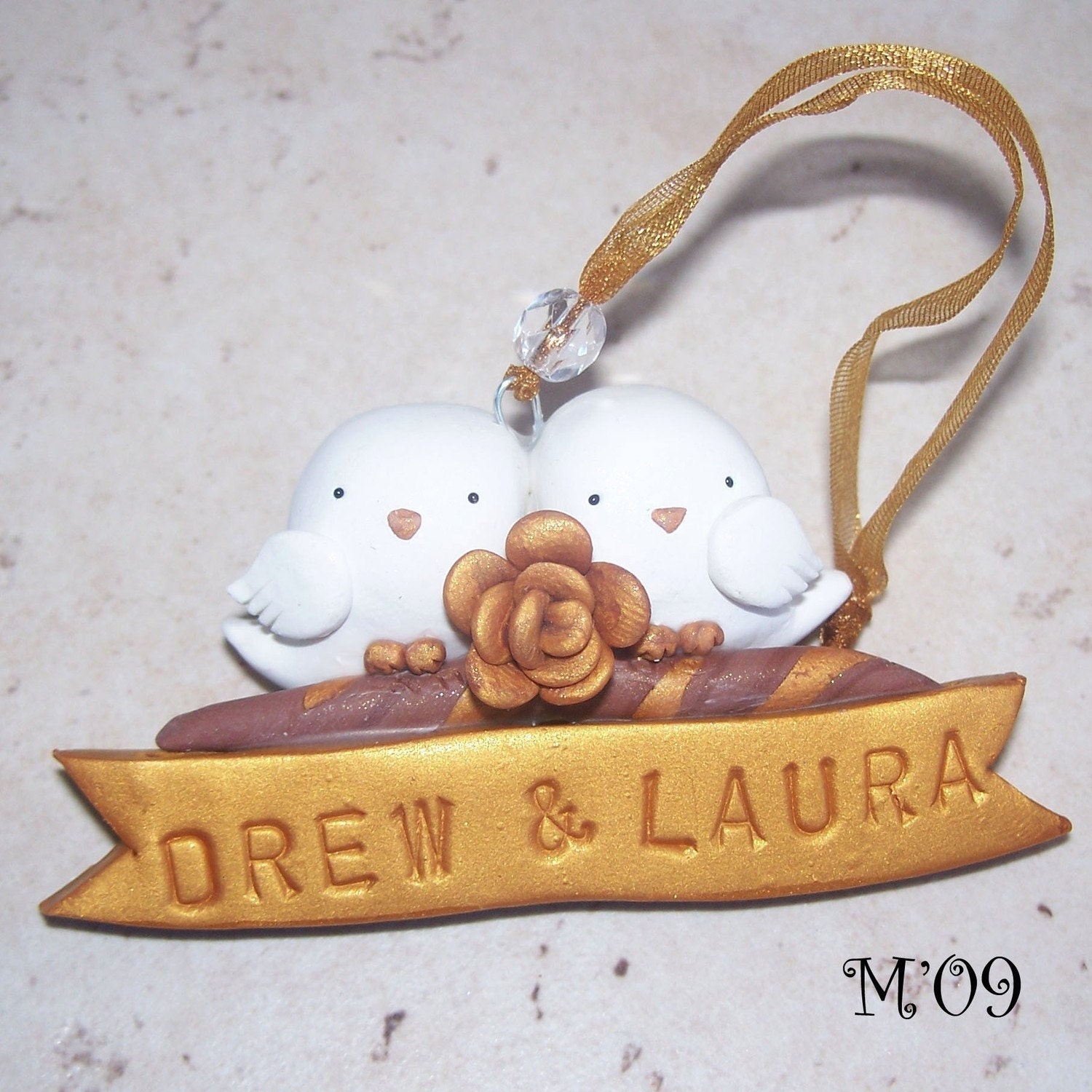 Tweets in Love CUSTOM Bird Couple Polymer Clay Ornament