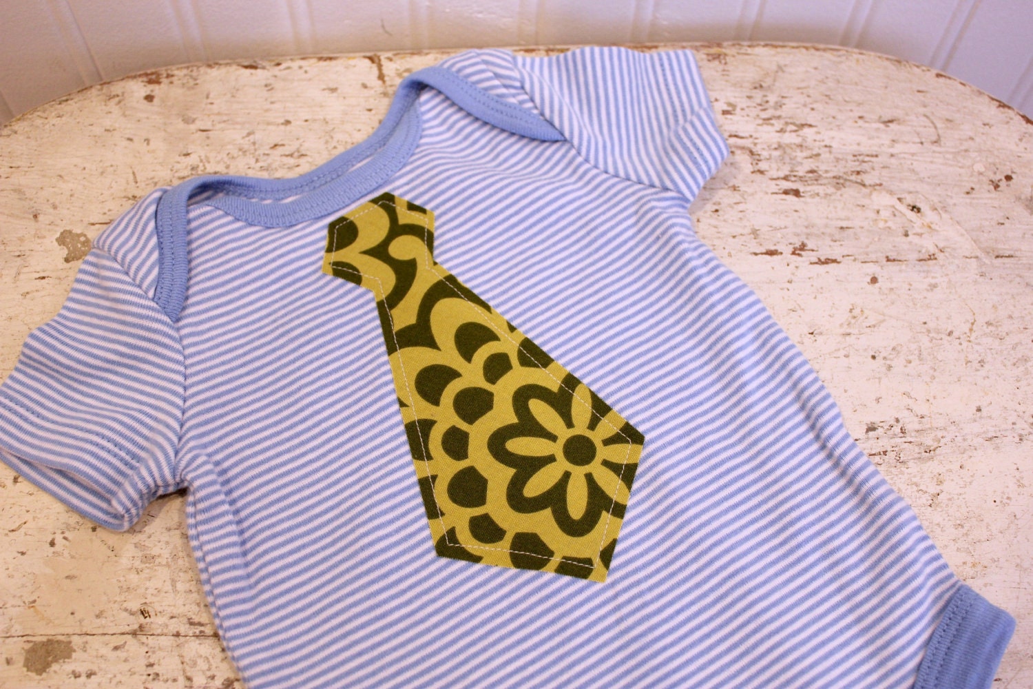 PETUNIAS' Organic Tie Onesie - OOAK - 0-3 month size SALE