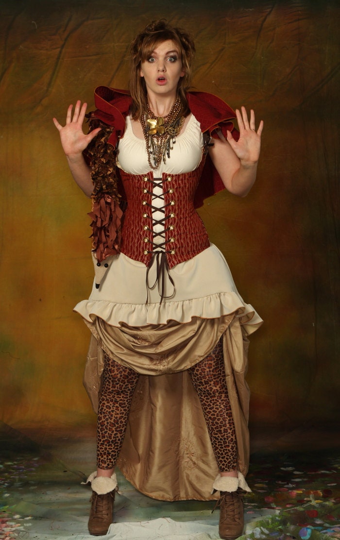 Waist 25-27 Red Vine Riding Hood Corset - Corset only - NO HOOD