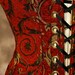 Waist 35-37 Red with Gold Vine Corseted Pirate Coat