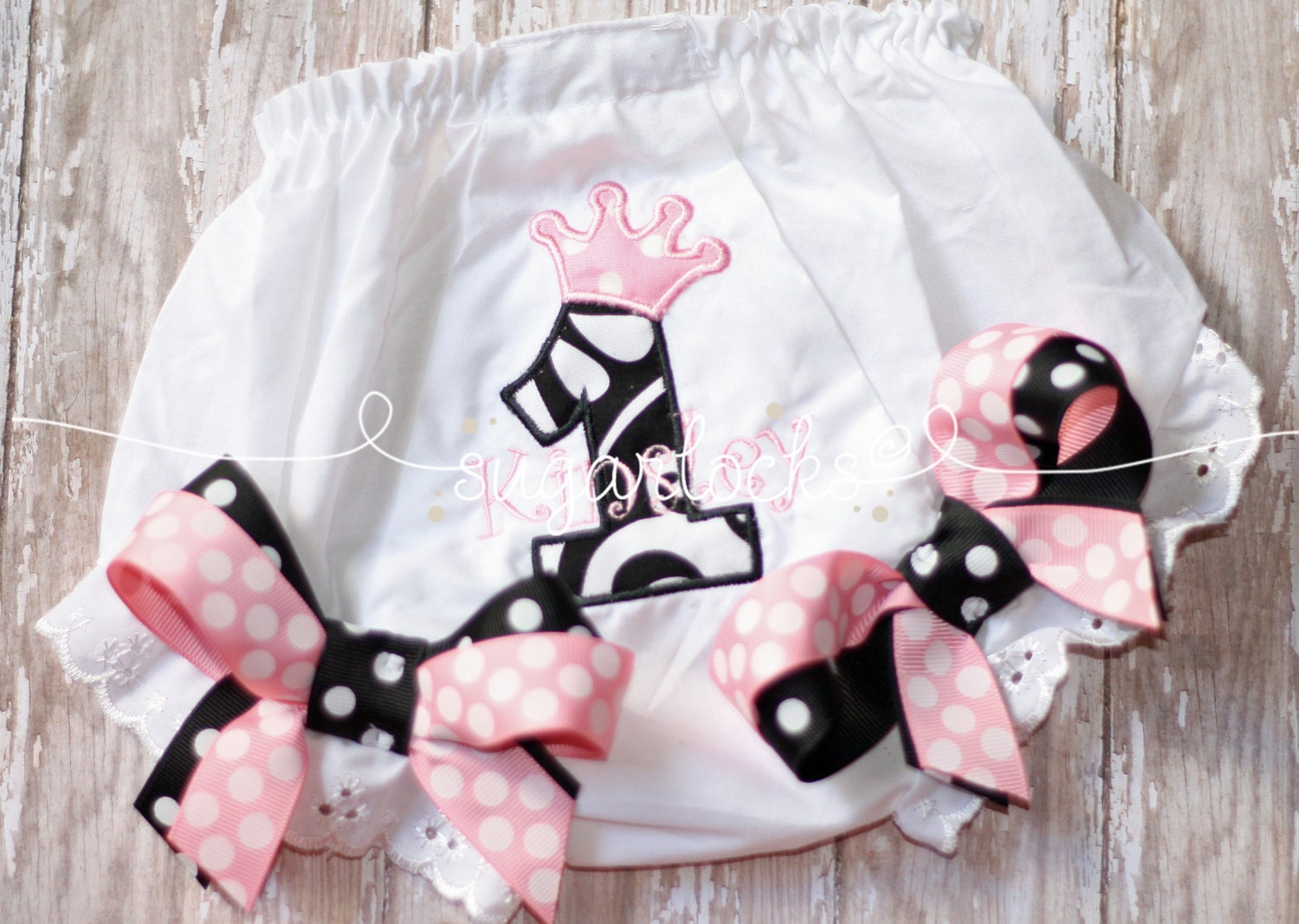 Birthday Bloomers Diaper Cover Zebra Princess with bows