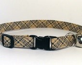Cat Collar - Tan and Navy Plaid
