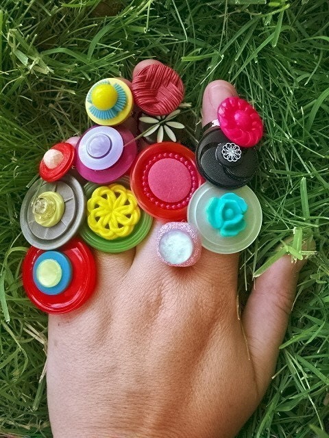 Vintage Button Ring-of-the-Month CLUB -- 6 MONTHS