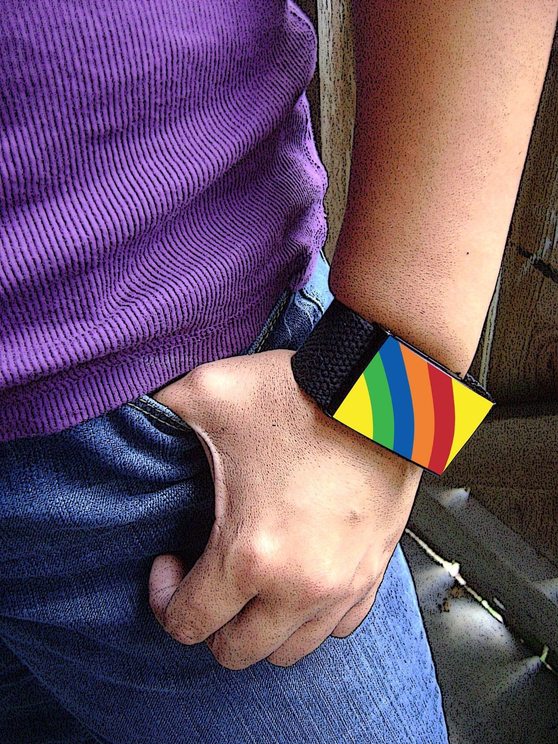 rainbow (black) cotton WRIST CUFF