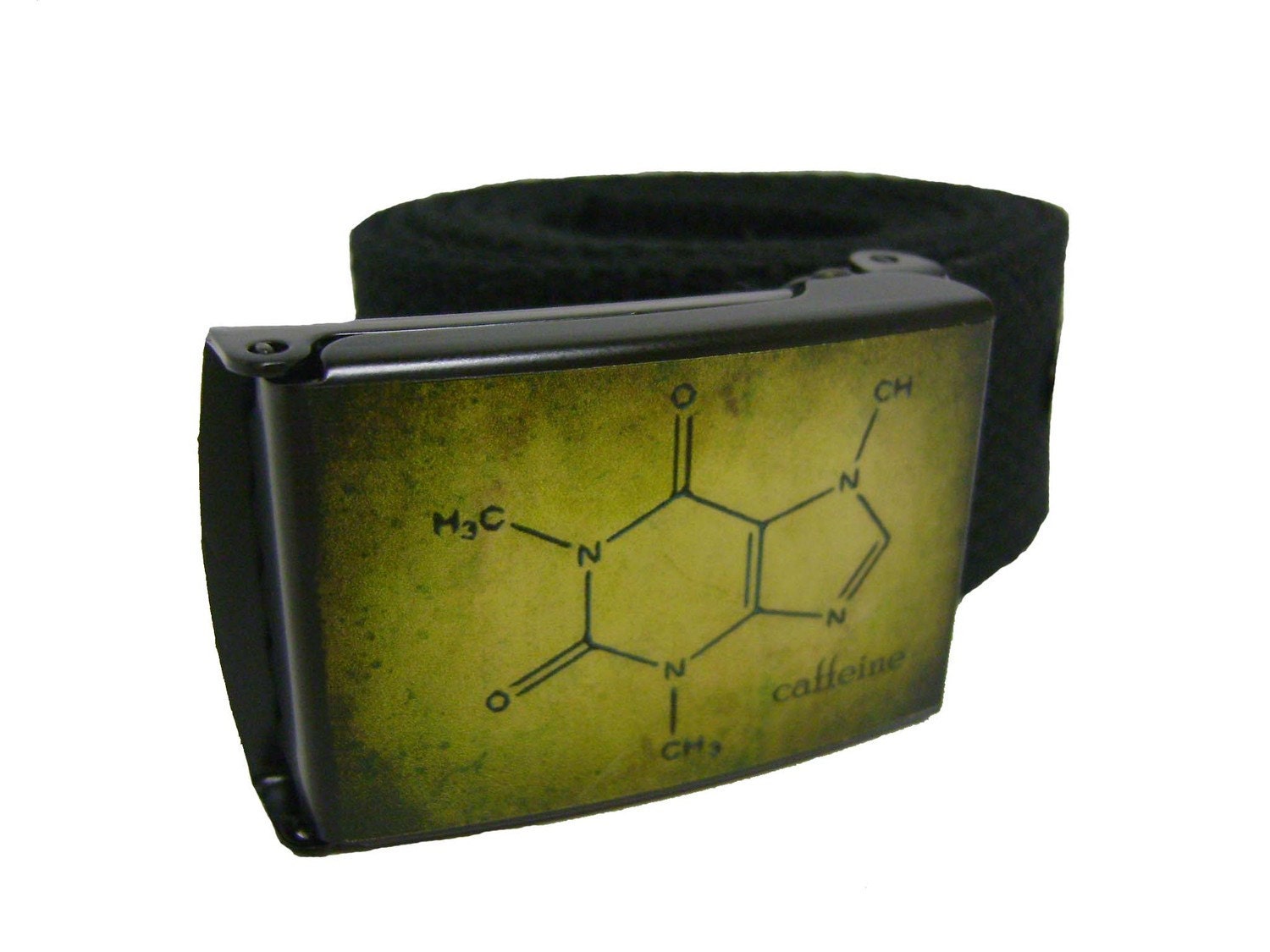 vintage style caffeine molecule (black) cotton WEB BELT