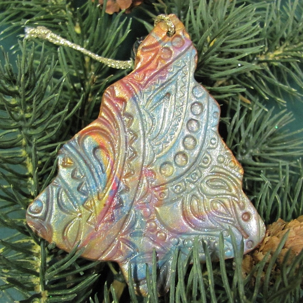 Christmas Ornament Faux Raku Christmas Tree