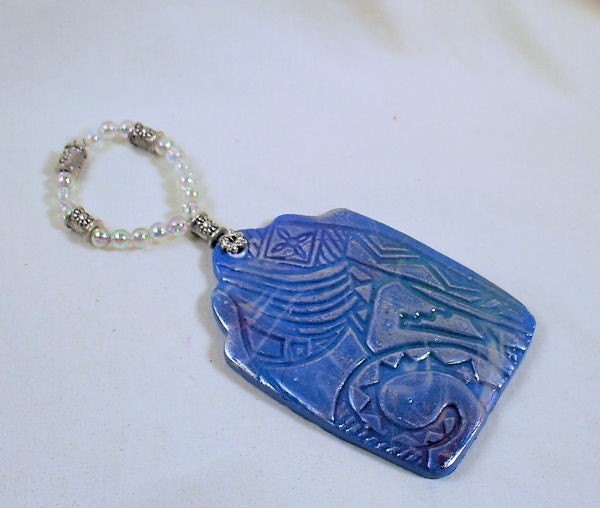 Blue Faux Ceramic Tag Ornament