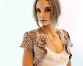 Accent Color Custom Vintage Lace Wedding Shrug with Flowerette - Seen in Style me Pretty and Martha Stewart Weddings. Custom Made To Order.