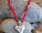 Heart Among Coral Necklace Ready to Ship