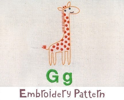 G Giraffe INSTANT DOWNLOAD PDF embroidery pattern