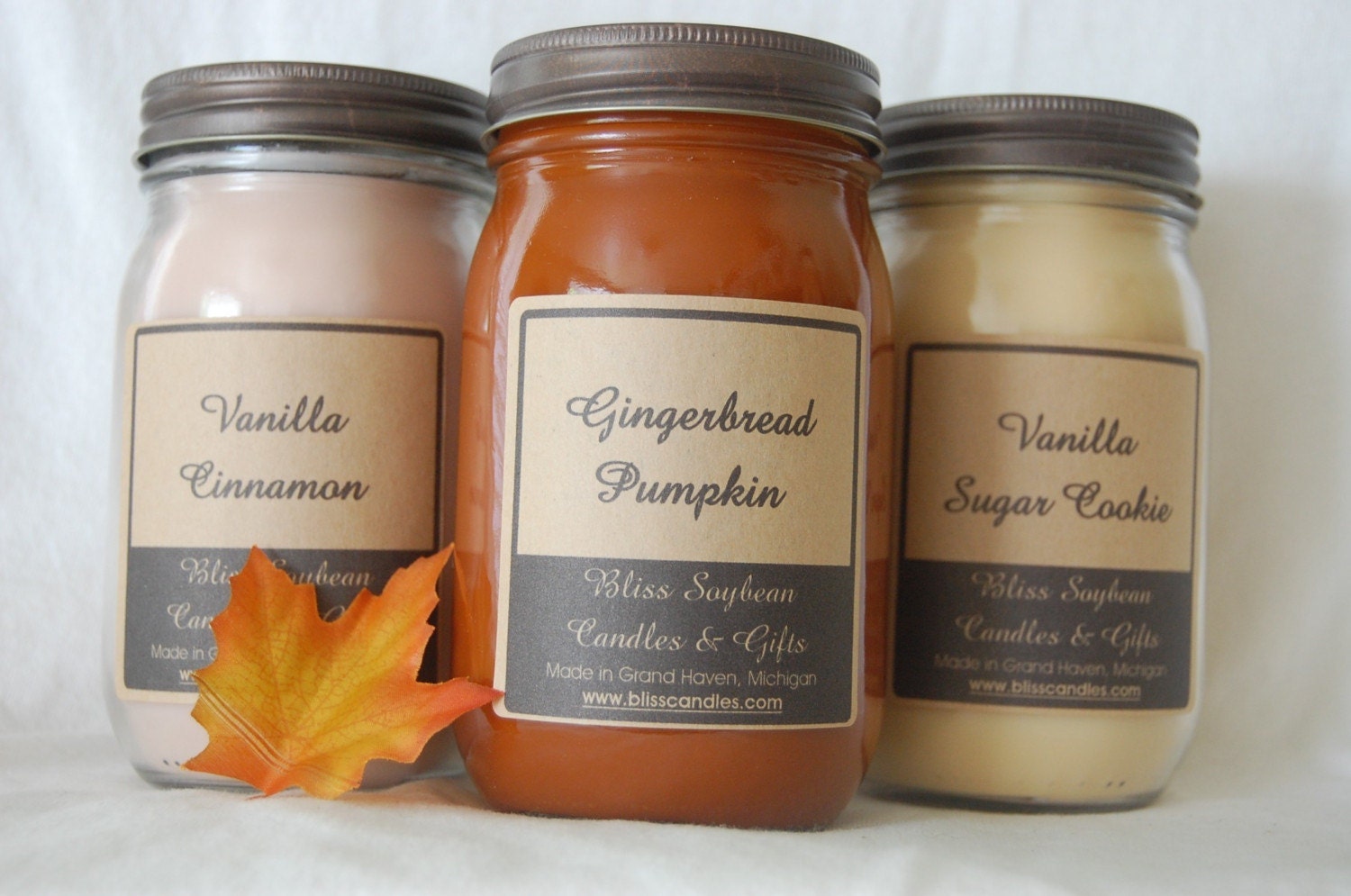 TWO FOR 26.00 DOLLARS YOU CHOOSE - Bliss Soy 16 oz Mayo\/Jelly Jar Candles - Gift - Fall - Holiday - Kitchen - Bedroom - Halloween - Thanksgiving