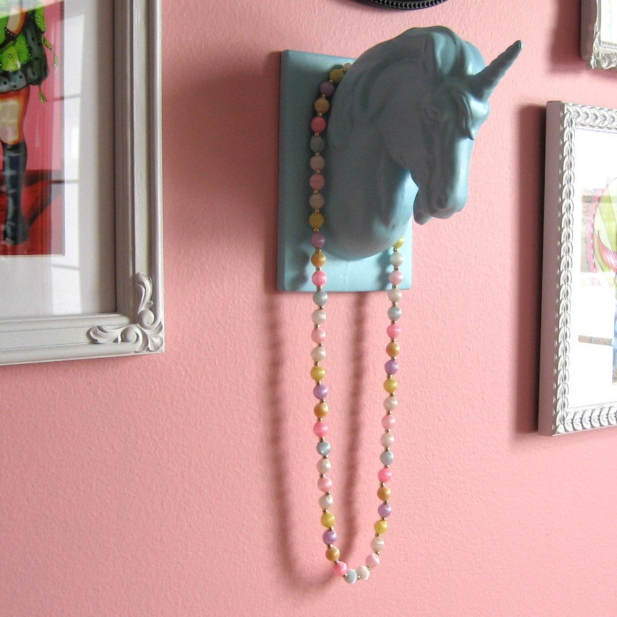 Mounted Unicorn Head WALL hanging Jewelry holder made to order