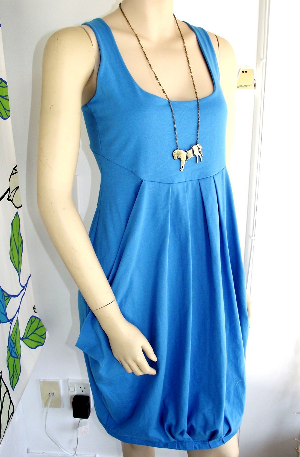 Turquoise Blue Layering Dress Draped Dress Racer back Pockets SMALL MEDIUM or LARGE