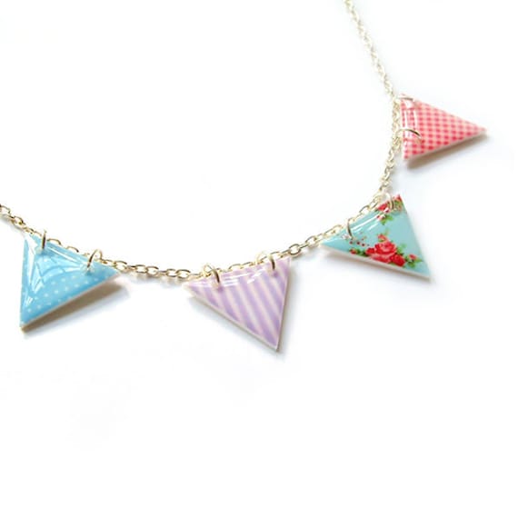Bunting Necklace Resin Plastic Summer Pastels Pennant Flag