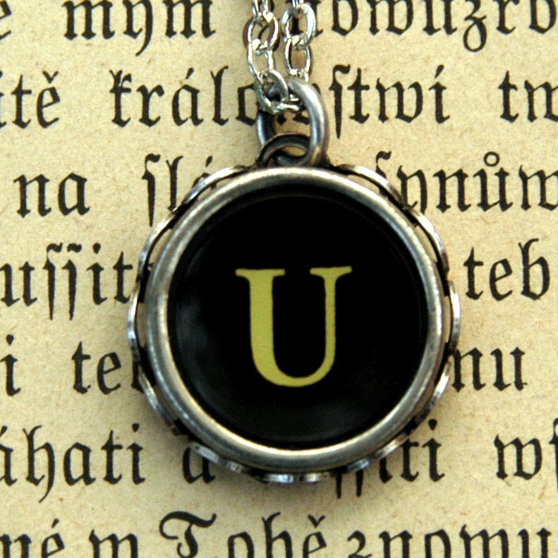 Vintage Typewriter Key Necklace- U