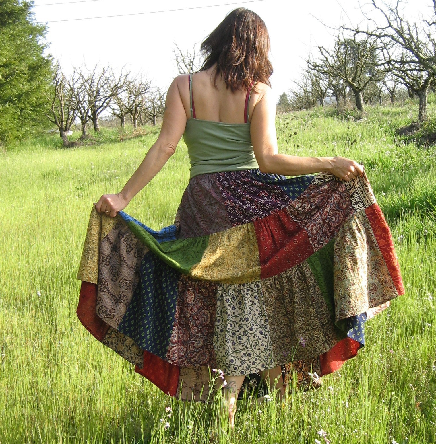 Handmade Patchwork Hippy Boheme California Girl Skirt Plus Size Or Not